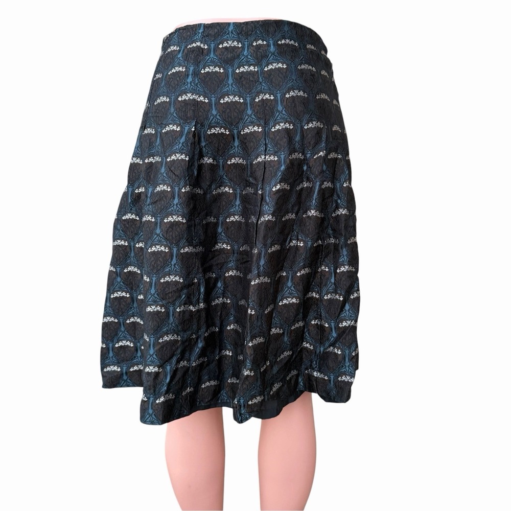 Nine West Silk Blend Jacquard Brocade Midi Skirt Sz 6 Preppy Classy Art Nouveau - Picture 4 of 7